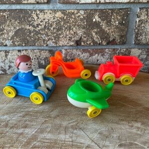 Vintage Fisher Price Vehicles Bundle of 4 One Little Girl Plastic Excellent!